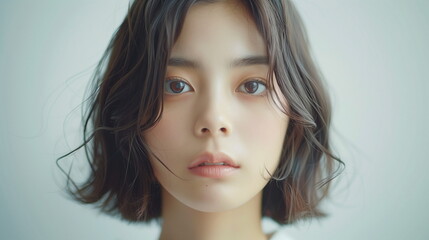 ショートボブが似合う若い女性のファッションモデル