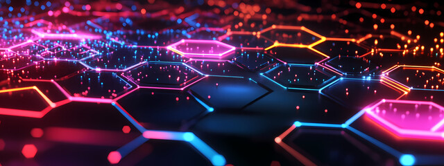 Obraz premium Sci-Fi Hexagonal Data Grid