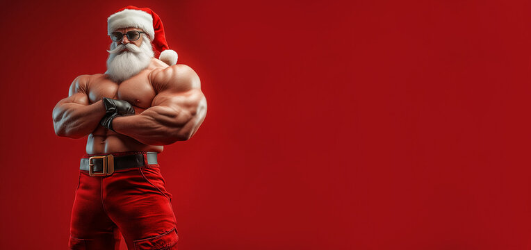 Sexy and muscular Santa Claus.
