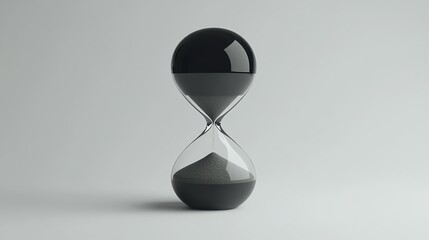 A black hourglass on a white background.
