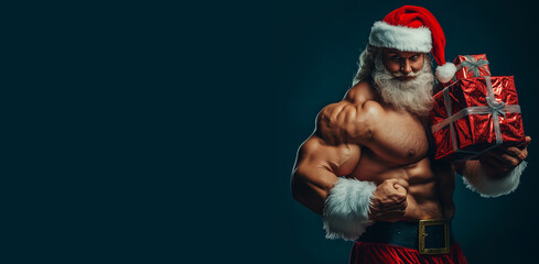 Sexy and muscular Santa Claus.
