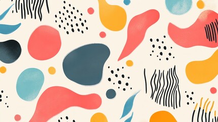 An abstract pattern of organic shapes in various colors and textures.