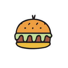 Burger logo vector icon, fast food zinger burger icon logo vector flat design.