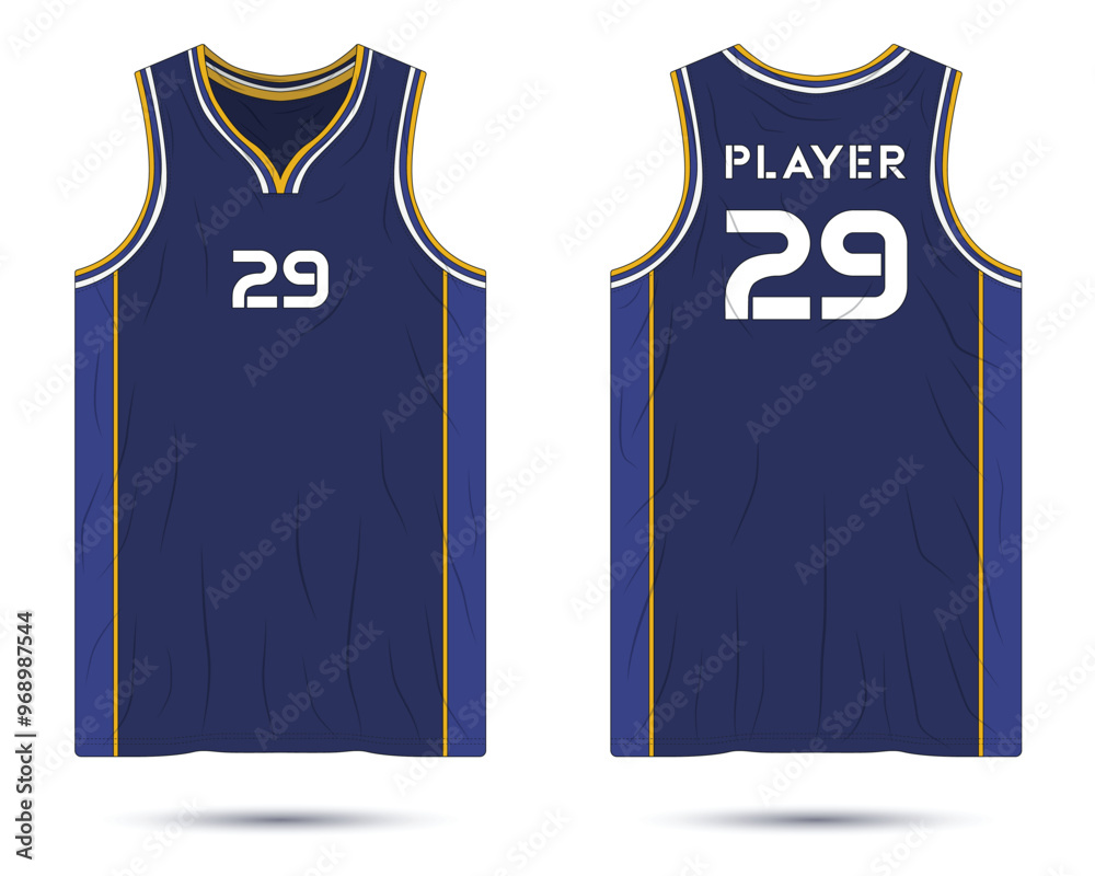 Wall mural Basketball jersey uniform mockup front and back view