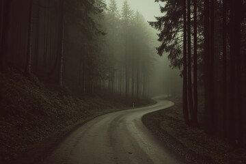 Fototapeta premium A dark and mysterious forest surrounds Brockenstraße