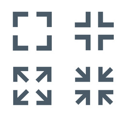 Obraz premium Full Screen Icon. Small screen icons. Big and small size symbols. Maximize, minimize symbols. Vector illustration