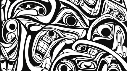 Intricate Northwest Coast Haida formline art patterns