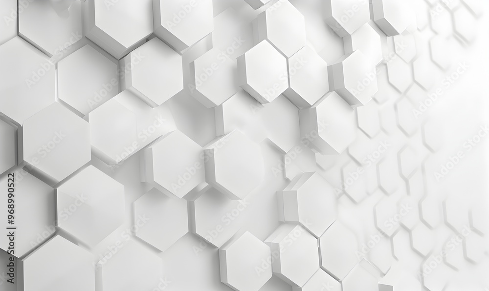 Poster abstract white background with a hexagonal pattern, representing a concept for technology, science, 