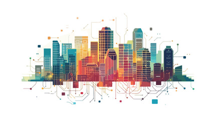 Fototapeta premium Futuristic Technological Cityscape Illustration