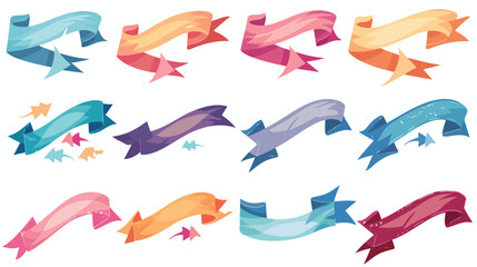 Obraz premium Abstract Ribbons and Arrows Icons Flat Vector Isolate