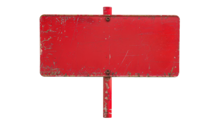 Red street sign on transparent background