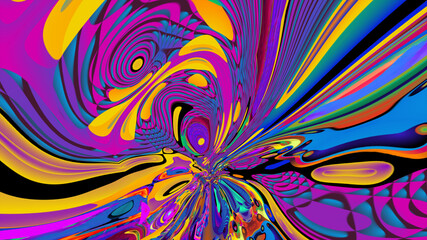 New year party 2025 with colorful abstract psychedelic background