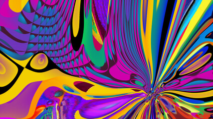 New year party 2025 with colorful abstract psychedelic background