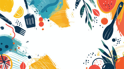 Vibrant Abstract Shape Design Element for Kids Cooking Background