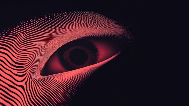 A colorful abstract eye iris or magic portal with glowing waved lines and sparks. Abstract modern background with a space for your content.