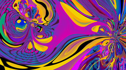 New year party 2025 with colorful abstract psychedelic background