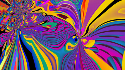 New year party 2025 with colorful abstract psychedelic background