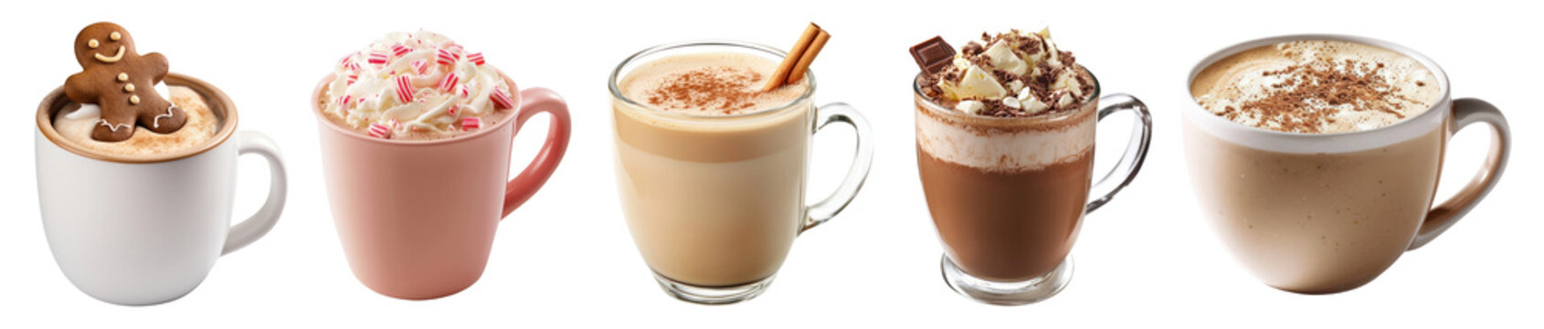 Winter drinks png cut out element set
