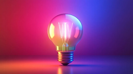 Creative concept light bulb explodes with colorful water colors on a light blue background. Think different, creative idea. Productivity and creativity
