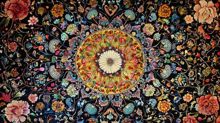 Intricate Persian miniature painting patterns