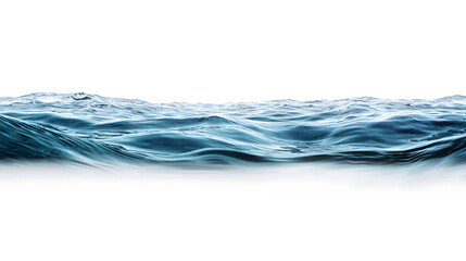 Water wave blue ocean surface wide panorama isolated on white background