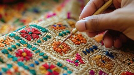 Intricate Phulkari embroidery patterns from Punjab