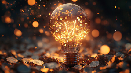 Creative concept light bulb explodes with colorful water colors on a light blue background. Think different, creative idea. Productivity and creativity