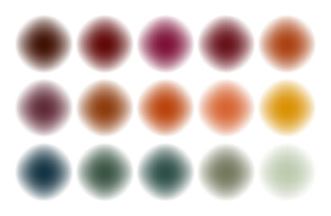 Big set of blurred circles. Palette of deep colors. Set of watercolor circles. Set of colorful blur gradient backgrounds. Text template collection for social media post. Minimalist blurred blots
