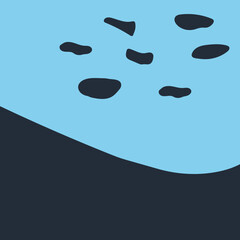 Floating Organic Shapes on a Blue and Dark Landscape