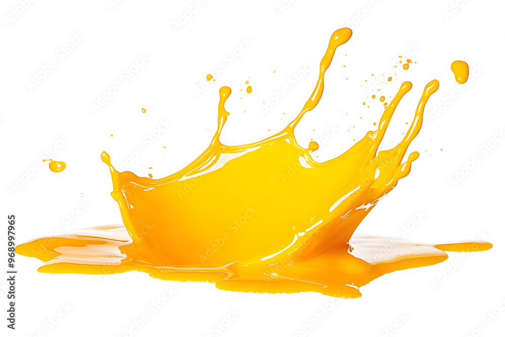 Wall mural yellow cheese sauce splash isolated on white background