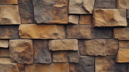 Brown stone wall texture with natural pattern, architectural background. Building and construction concept