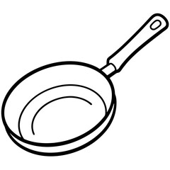 frying pan with pancake outline coloring book page line art drawing