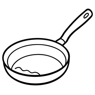 recommend clip art: frying pan with pancake outline coloring book page line art drawing