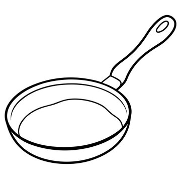 recommend clip art: frying pan with pancake outline coloring book page line art drawing