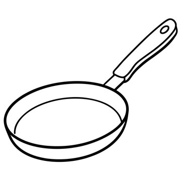 recommend clip art: frying pan with pancake outline coloring book page line art drawing