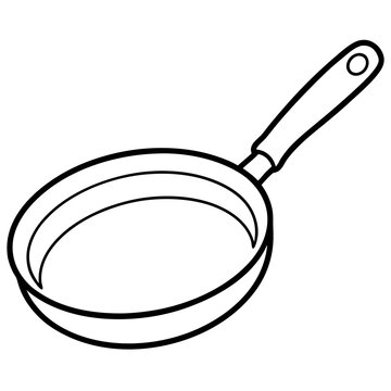 recommend clip art: frying pan with pancake outline coloring book page line art drawing