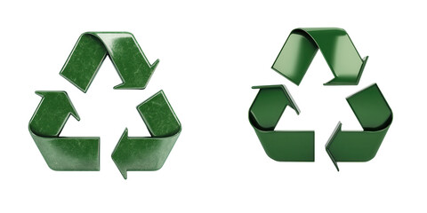 Fototapeta premium Green recycling symbols on a white background, emphasizing eco-friendly and environmental conservation concepts.