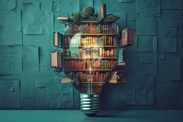 Lightbulb Filled with Books.