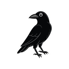 Obraz premium a flat crow silhouette vector art illustration, isolated white background,