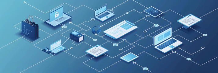 Flowchart, the process of transition from paper to digital document flow.