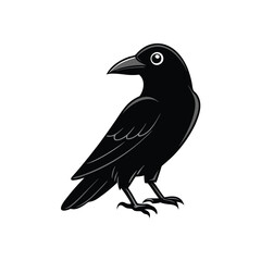 Fototapeta premium a flat crow silhouette vector art illustration, isolated white background,