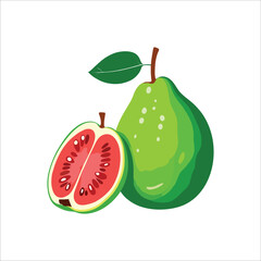Guava fruit vitamin A isolated on white background, flat color cartoon style vector design