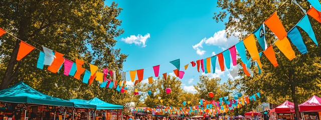 Obraz premium Outdoor Summer Fair with Colorful Banners