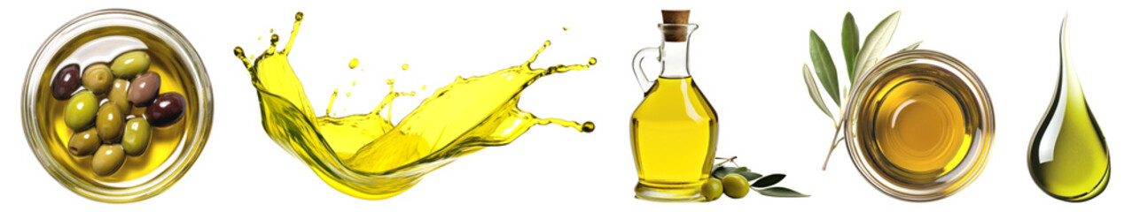 Olive oil png cut out element set