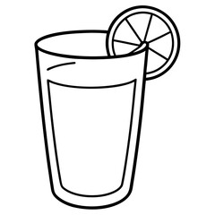 glass with lemon juice outline coloring book page line art drawing
