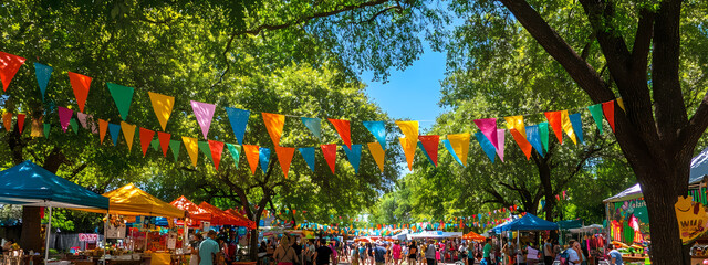 Naklejka premium Outdoor Summer Fair with Colorful Banners