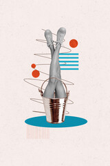 Composite trend artwork sketch image photo collage of elegant bodyless long legs appear metal...