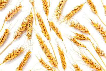 Yellow Cereals Pattern Isolated Clipart on White Background