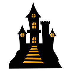 Spooky Halloween Castle Silhouette 