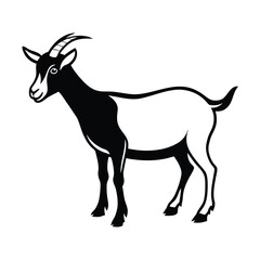 a goat, silhouette vector art illustration, isolated white background, 